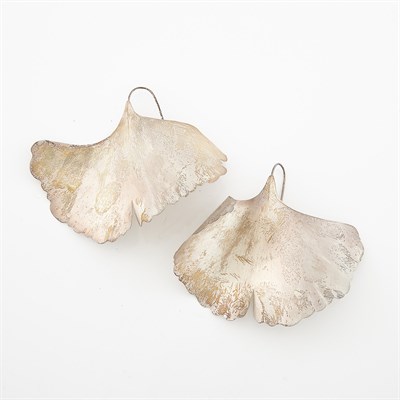 Lot 1786 - Pair of Silver 'Ginkgo Leaf' Earrings, by Linda Lee Johnson