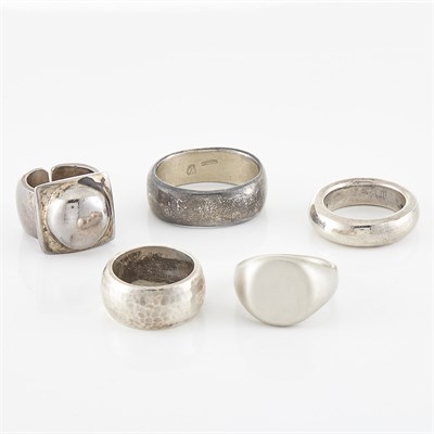Lot 1802 - Four Silver Rings, Linda Lee Johnson, and Silver Signet Ring