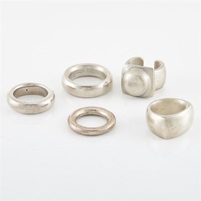 Lot 1801 - Five Silver Rings