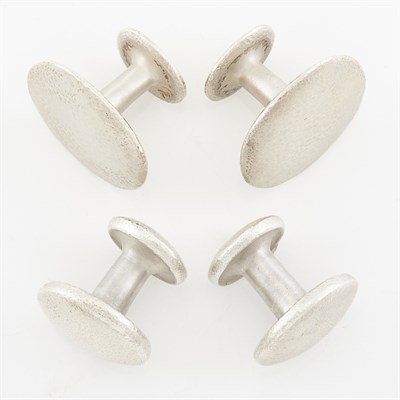 Lot 1805 - Two Pairs of Hammered Silver Cufflinks, Linda Lee Johnson