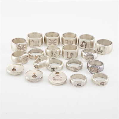 Lot 1796 - Group of Zodiac Rings and Charms, Linda Lee Johnson