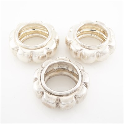 Lot 1748 - Group of Three Silver Napkin Holders