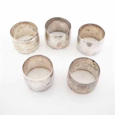 Lot 1747 - Five Silver Napkin Holders