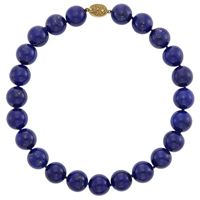 Lot 251 - Lapis Bead Necklace with Silver-Gilt Clasp