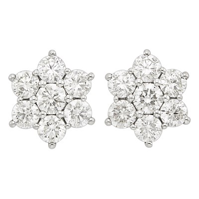 Lot 69 - Pair of Platinum and Diamond Earrings