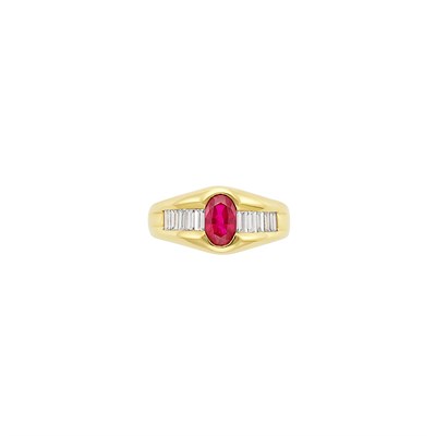 Lot 275 - Gold, Ruby and Diamond Gypsy Ring