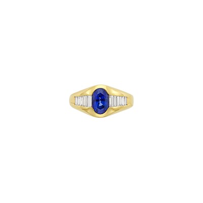 Lot 239 - Gold, Sapphire and Diamond Gypsy Ring