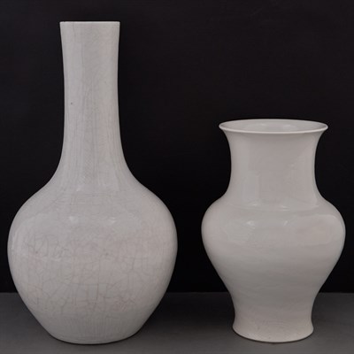 Lot 181 - Two Chinese Incised White Glazed Porcelain...
