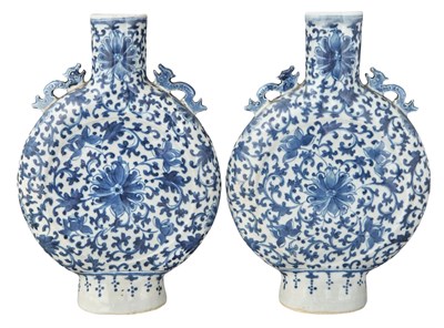 Lot 207 - Pair of Chinese Blue and White Glazed Moon...