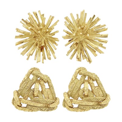 Lot 167 - Two Pairs of Gold Earrings, France