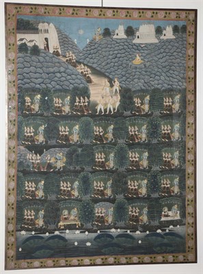 Lot 365 - Indian Framed Painting on Linen Height 63 1/8...
