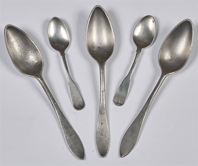 Lot 266 - Pine Spoon Rack; Together with Fourteen Pewter...