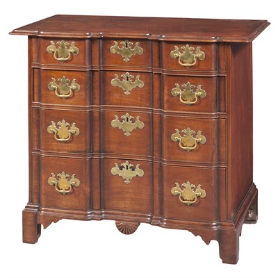 Lot 256 - Chippendale Style Mahogany Block-Front Chest...