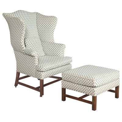 Lot 229 - Chippendale Style Mahogany Wing Chair and...