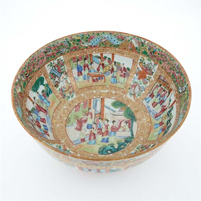 Lot 285 - Canton Rose Medallion Porcelain Punch Bowl...