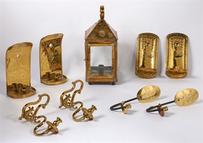 Lot 248 - Group of Brass Lighting Devices Including two...