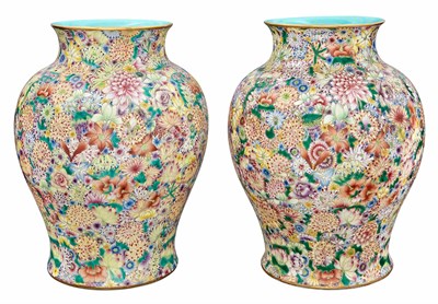 Lot 230 - Two Similar Chinese 'Mille Fleur' Vases 19th...