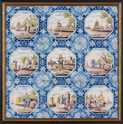 Lot 249 - Set of Nine Delft Polychrome Decorated...