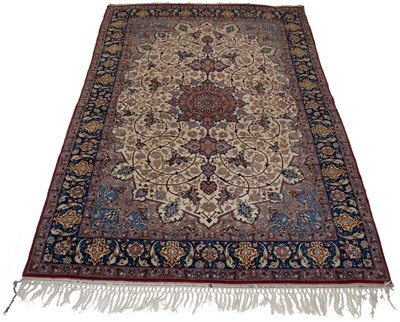Lot 600 - Silk Warp Isfahan Rug Central Iran,...