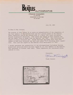 Lot 60 - THE BEATLES Set of Beatles signatures on the...