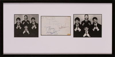 Lot 60 - THE BEATLES Set of Beatles signatures on the...