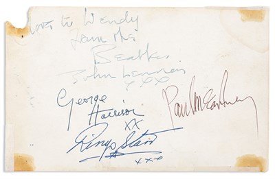 Lot 60 - THE BEATLES Set of Beatles signatures on the...