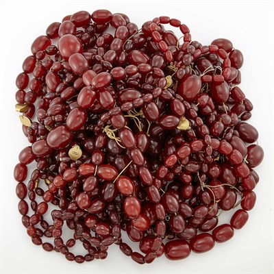 Lot 1816 - Group of Cherry Amber Necklaces