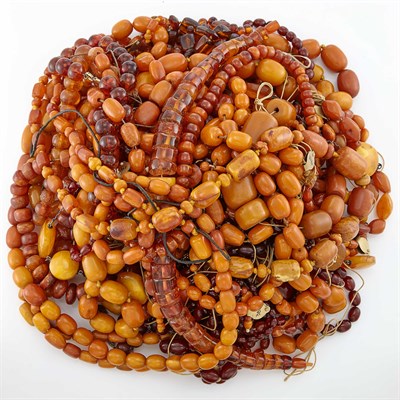 Lot 1812 - Group of Faceted and Smooth Polished Amber Necklaces