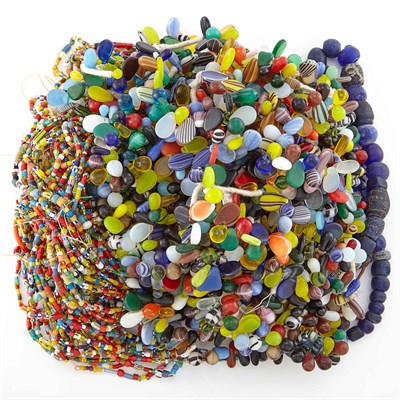 Lot 1827 - Group of Multi-Colored Glass Bead and Hardstone Necklaces