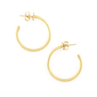 Lot 1714 - Pair of Gold Hoop Earrings, Linda Lee Johnson