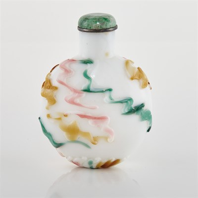 Lot 325 - Chinese Multi-Color Overlay White Glass Snuff...