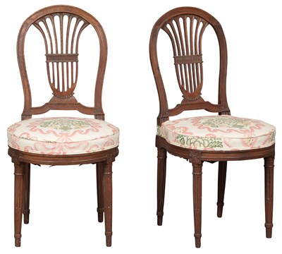 Lot 468 - Pair of Louis XVI Walnut Side Chairs Height 34...