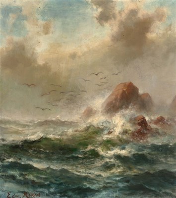 Lot 24 - Edward Moran American, 1829-1901 Rocky Coast...