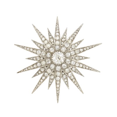 Lot 285 - Platinum and Diamond Starburst Brooch, Cartier