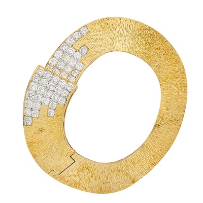 Lot 345 - Gold and Diamond Clip-Brooch