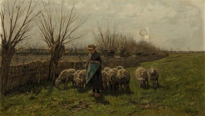 Lot 2018 - Anton Mauve Dutch, 1838-1888 A Shepherdess...