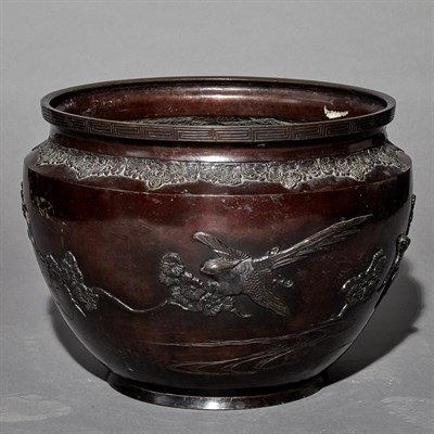 Lot 125 - Japanese Patinated-Metal Jardinière Height 11...