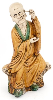 Lot 130 - Chinese Glazed Earthenware Figure of Arhat...