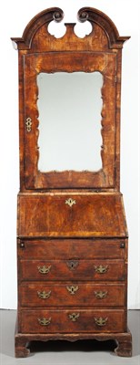 Lot 376 - George II Inlaid Walnut Bureau Bookcase In two...