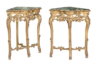 Lot 356 - Pair of Italian Rococo Giltwood Corner...