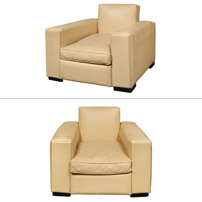 Lot 472 - Pair of Art Deco Style Leather Upholstered...