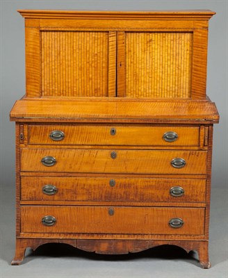 Lot 252 - Federal Figured Maple Tambour Secretary...