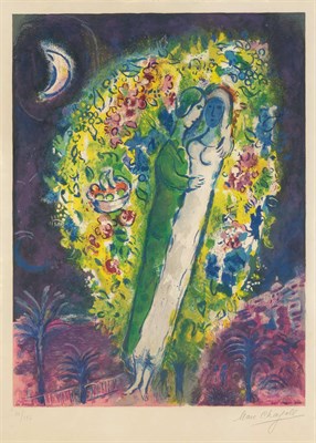 Lot 32 - After Marc Chagall COUPLE DANS LES MIMOSAS...