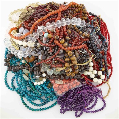 Lot 1840 - Group of Hardstone, Agate, Turquoise, and Glass Beads
