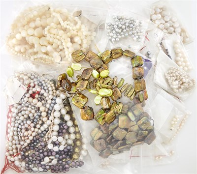 Lot 1843 - Group of Cultured Pearl Necklaces, Loose Pearls and Mother-of-Pearl