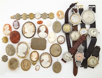 Lot 1847 - Group of Cameo Jewelry and Assorted Wristwatches