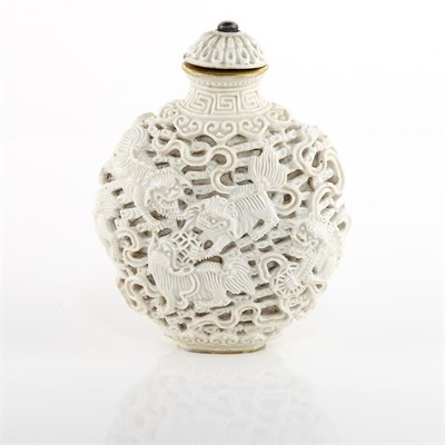 Lot 175 - Chinese Molded White Glazed Porcelain Snuff...