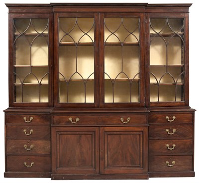Lot 368 - George III Mahogany Breakfront Bookcase...
