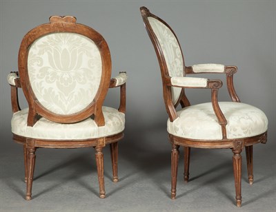 Lot 391 - Pair of Louis XVI Walnut Armchairs Height 38...