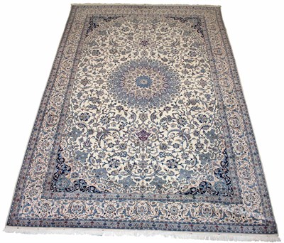 Lot 590 - Silk and Wool Nain Carpet Central Iran,...